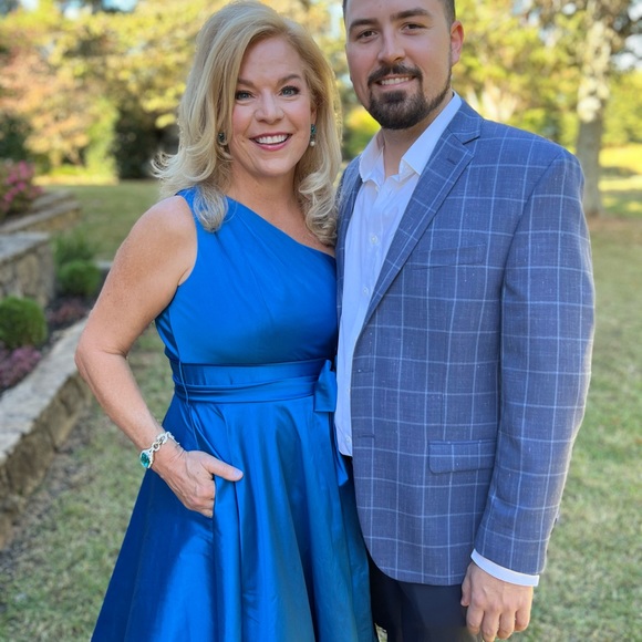 Heidi Daus Blue Topaz Swarovski Crystal Rosebud Drop Earrings with White Pearls - Picture 3 of 8